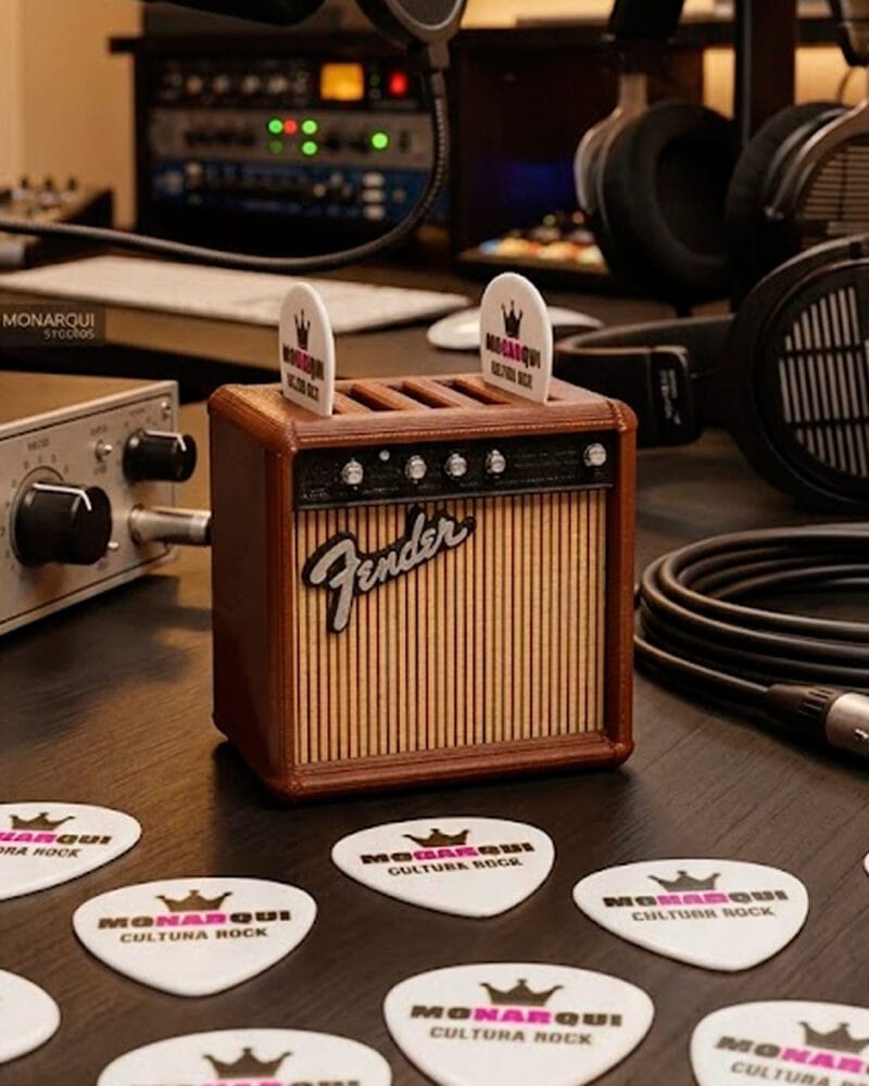 Porta Puas Mini Amplificador Fender Vintage Marrón