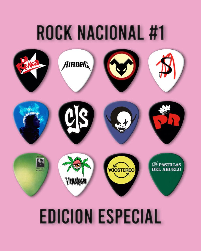 Púas Colección Rock Nacional V1. Pack 12 Unid + Llavero Porta Púa