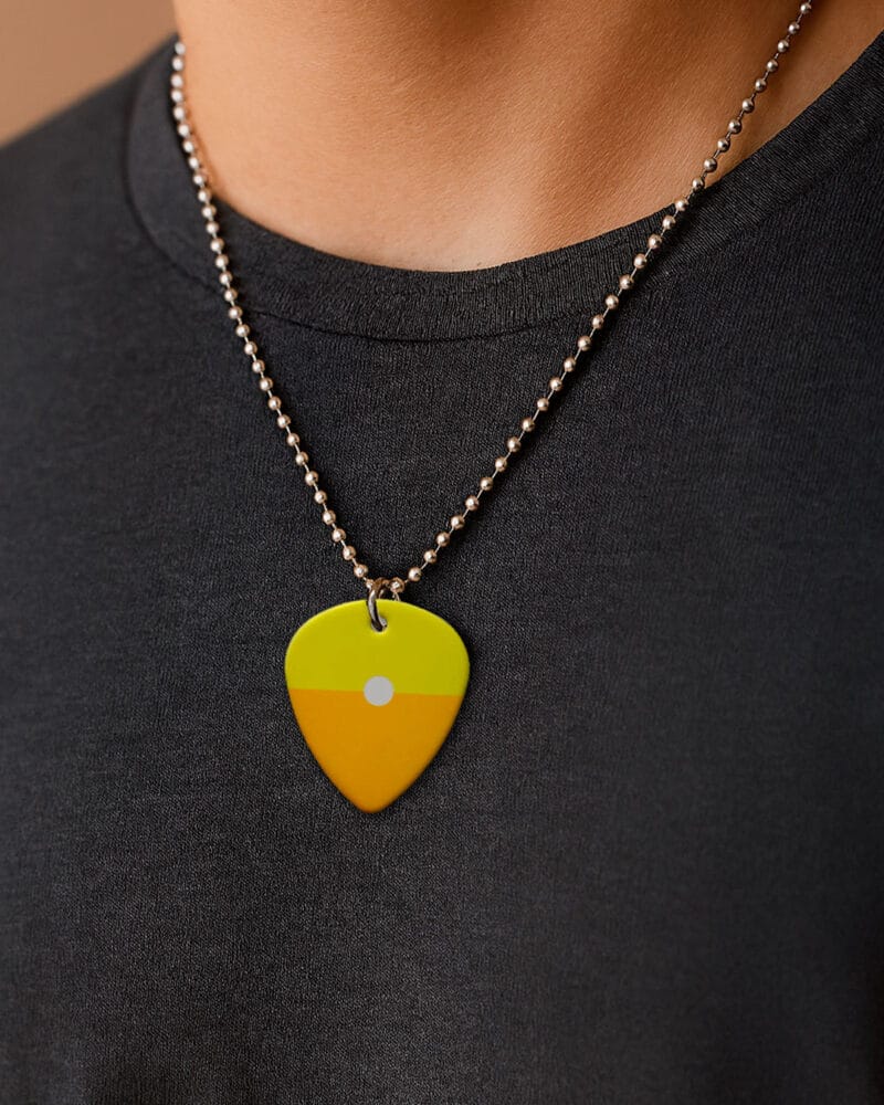 Collar Dije Púa Cerati amor amarillo + Llavero porta pua